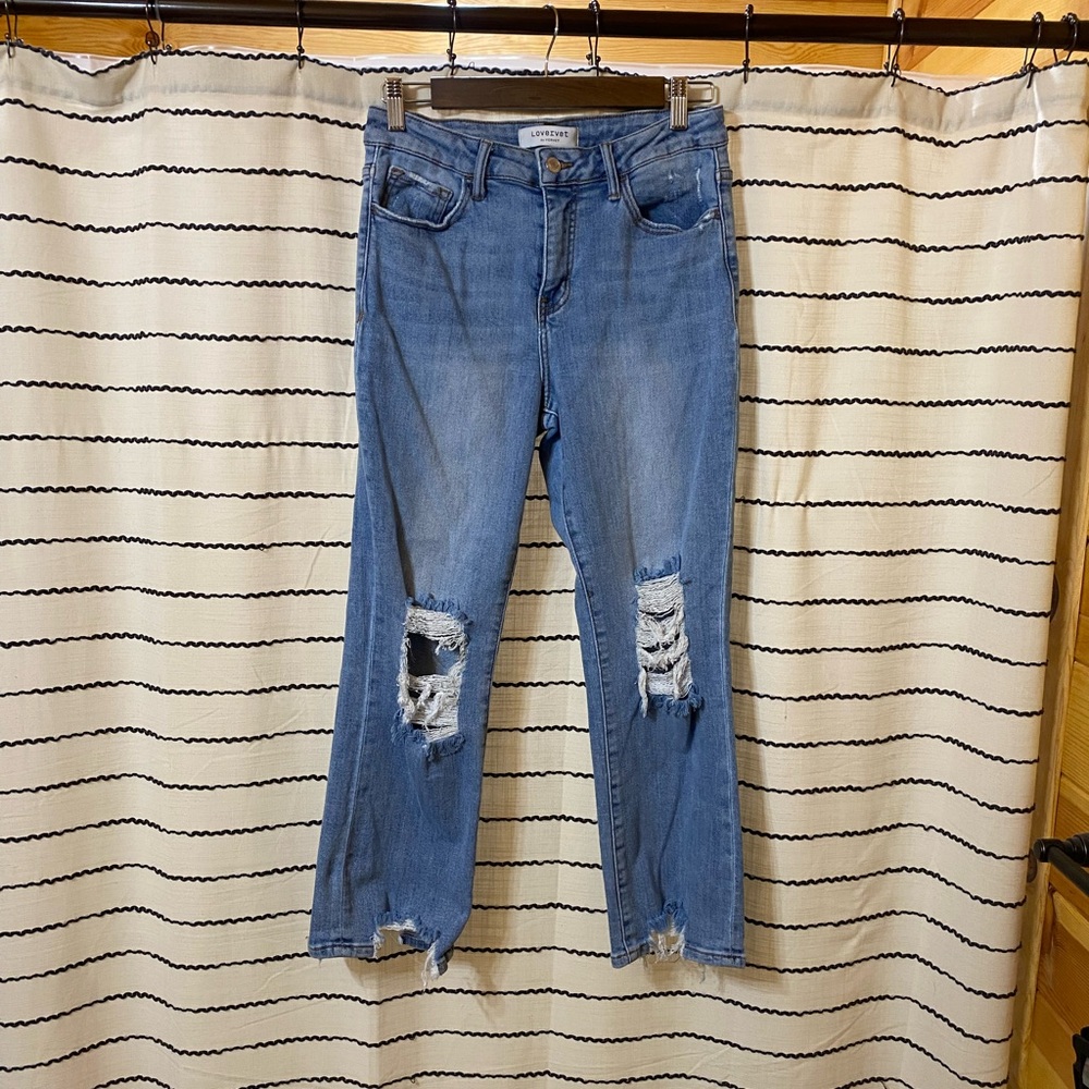 Distressed Blue Ankle Jeans